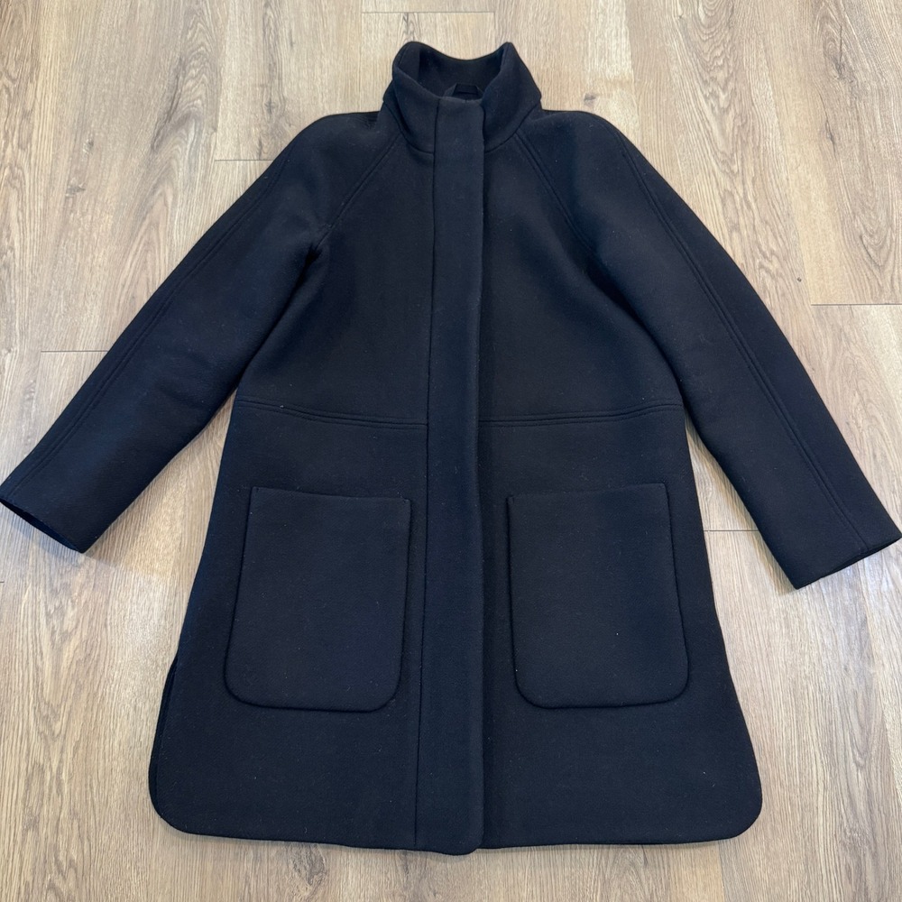 Madewell Estate Cocoon Coat Black Wool Blend In Insuluxe Fabric Peacoat Size XXS - Picture 2 of 13